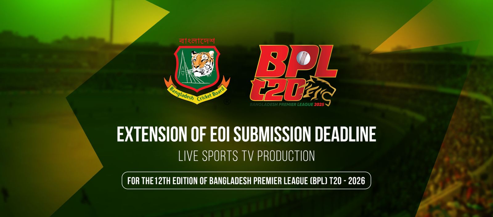 Notice for EXTENSION OF EOI SUBMISSION DEADLINE-Sports TV Production Firm